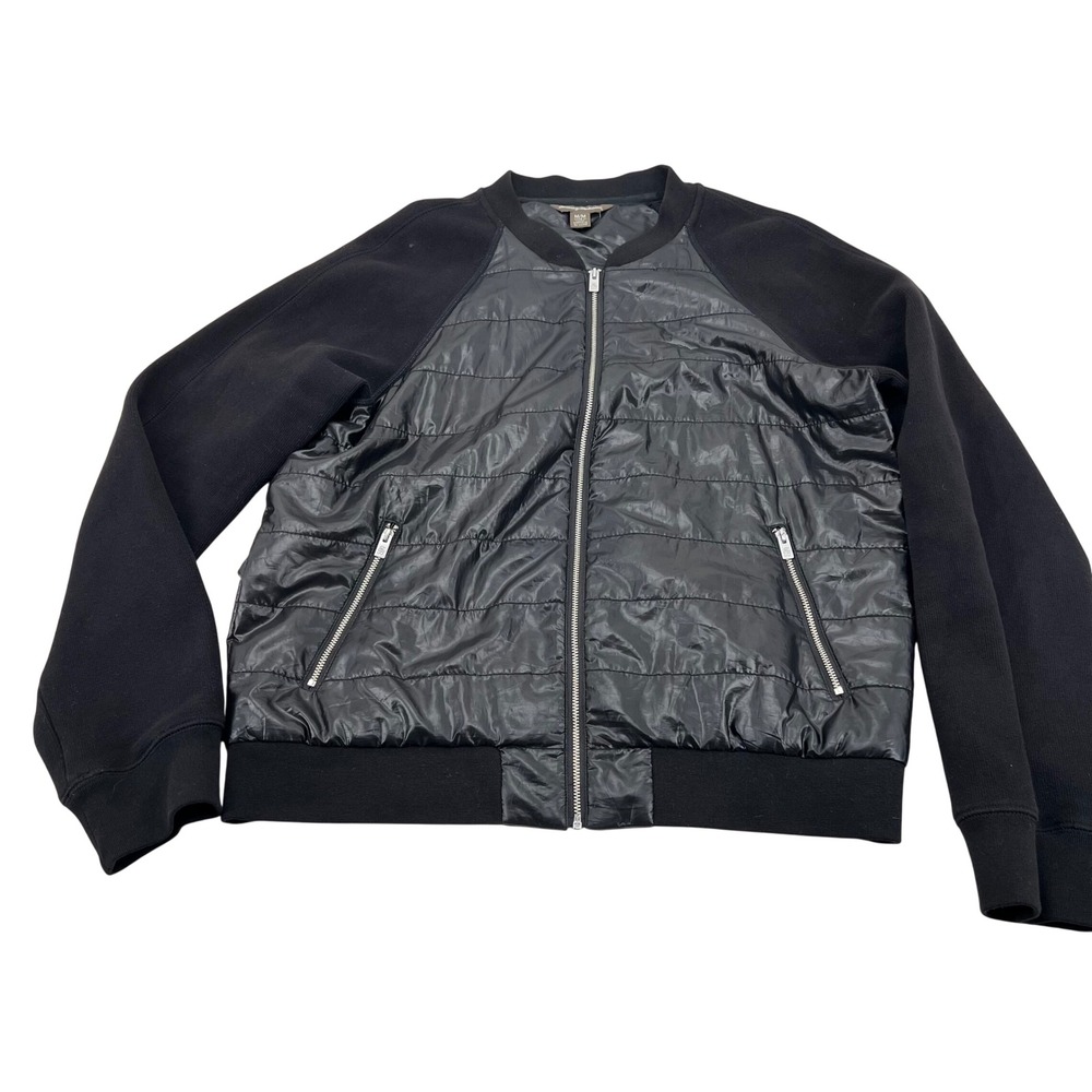 Tommy Bahama Mens Black Hybrid Quilted Puffer Bomber Jacket Size Medium